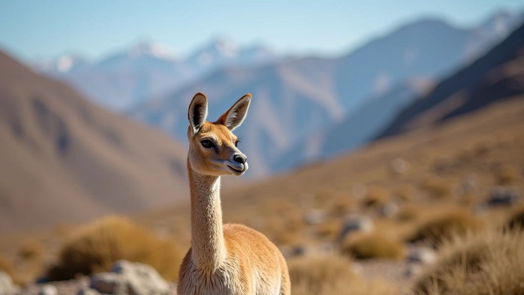 Vicuña andina en su hábitat natural de montaña